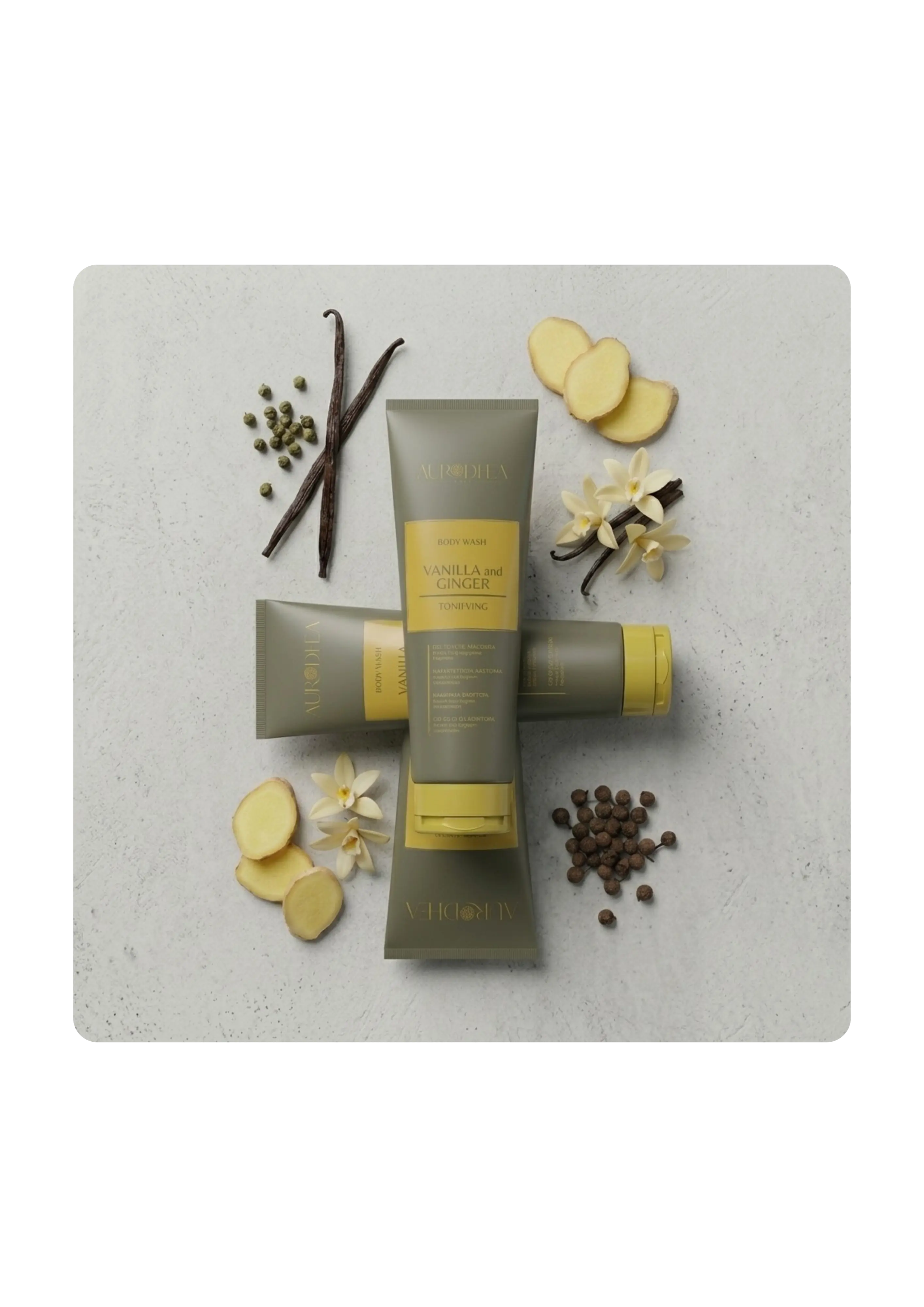 Gel douche parfumé Vanille et Gingembre Aurodhea Sacha Beauty Cosmetics